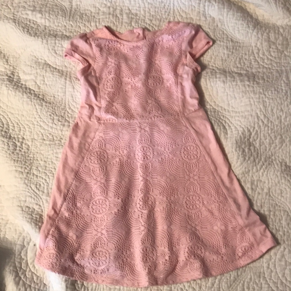 Girls pink lace cotton dress
